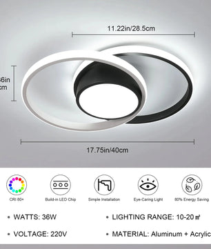 Dimbare LED Plafondlamp 40W – Zwart Design – 4500 Lumen – Met Afstandsbediening – Instelbaar 3000K–6500K