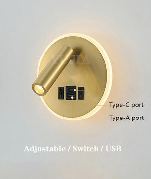 Moderne LED Wandlamp met USB Oplaadpoorten – Verstelbare Leeslamp en Sfeerverlichting voor Slaapkamer en Hotel