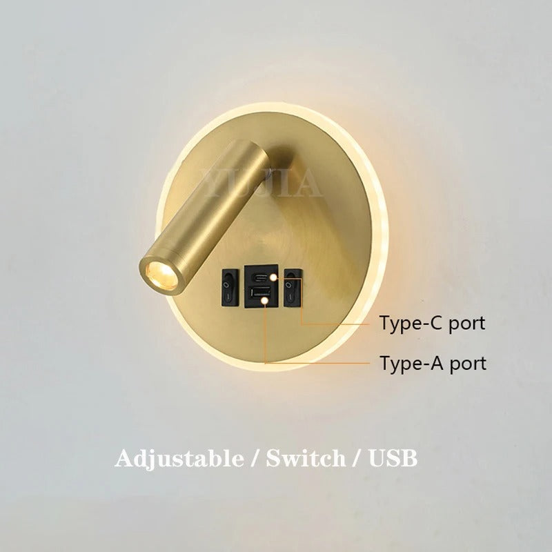 Moderne LED Wandlamp met USB Oplaadpoorten – Verstelbare Leeslamp en Sfeerverlichting voor Slaapkamer en Hotel
