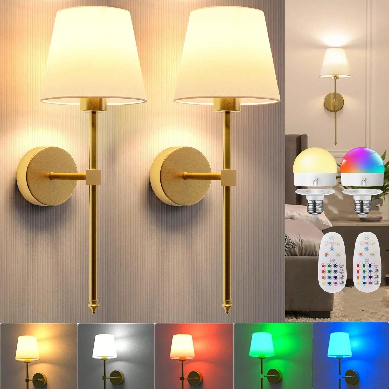 Draadloze LED Wandlamp – Oplaadbare Wandverlichting met Afstandsbediening, Dimbaar en 10 Lichtkleuren