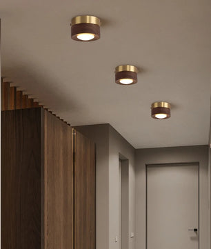 LED Plafondlamp van Hout – Moderne Opbouwlamp met Walnoot en Es Accenten – Minimalistische LED Binnenverlichting voor Woonkamer en Gang