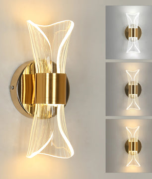 Gouden Acryl Wandlamp – 12W LED met 3 Instelbare Lichtkleuren – Luxe Moderne Wandverlichting voor Gang, Trap en Balkon