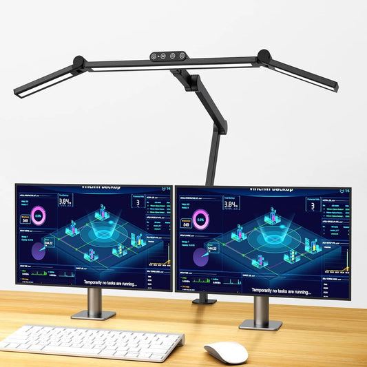 LED Bureaulamp met Klem – 24W Architect Tafellamp met 7 Gewrichten – Automatisch Dimmen, Asymmetrisch Licht en CRI>90
