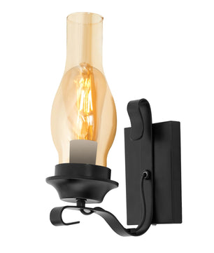 Retro Wandlamp – IJzer en Glas met E27 Fitting – Dimbare Vintage Wandverlichting voor Woonkamer, Hal en Slaapkamer