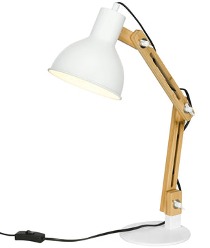 Verstelbare Bureaulamp met Klembasis – Leeslamp met Zwenkarm, Bamboe Design en E27 Fitting