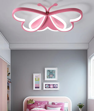 Vlinder LED Plafondlamp – 90W Creatieve Designlamp in Roze – Dimbare LED Verlichting voor Kinderkamer, Slaapkamer en Woonkamer