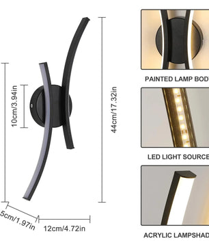 Moderne LED Wandlamp – Gebogen Acryl Wandverlichting 44 cm – 20W Warm Wit 3000K voor Interieur