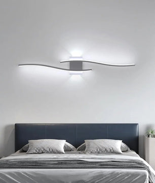 Moderne LED Wandlamp 89 cm – Golvend Design – Aluminium en Acryl Wandverlichting 27W 6500K voor Woonkamer, Slaapkamer & Hal