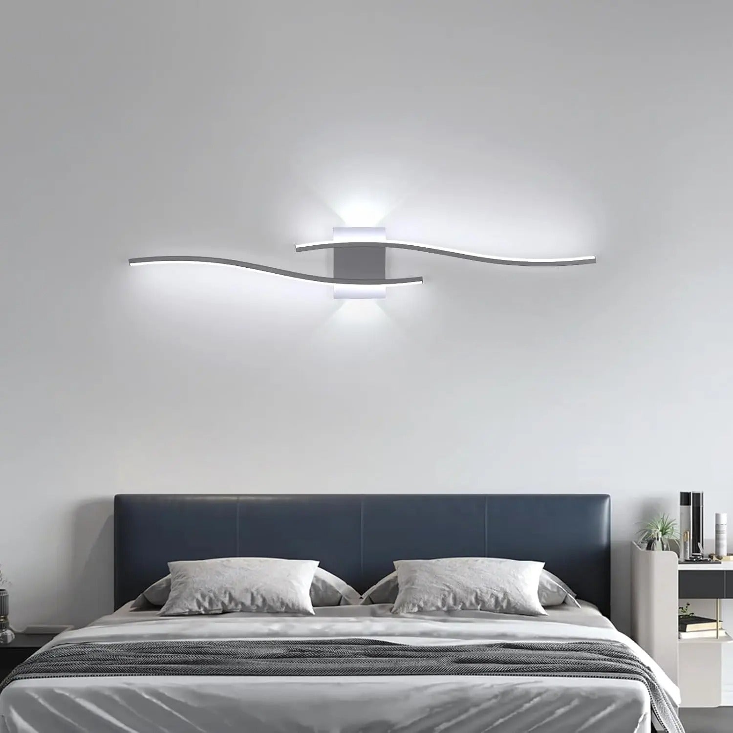 Moderne LED Wandlamp 89 cm – Golvend Design – Aluminium en Acryl Wandverlichting 27W 6500K voor Woonkamer, Slaapkamer & Hal