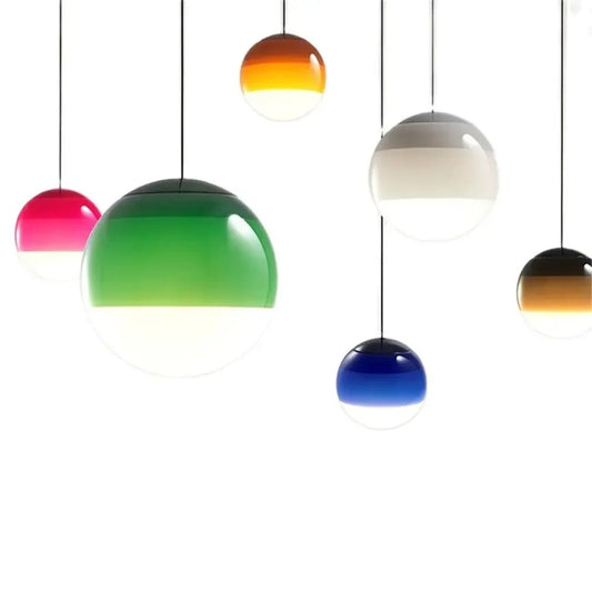 Nordic Kleurrijke Glazen Bol Hanglamp – Moderne LED Plafondlamp voor Eetkamer, Slaapkamer & Café