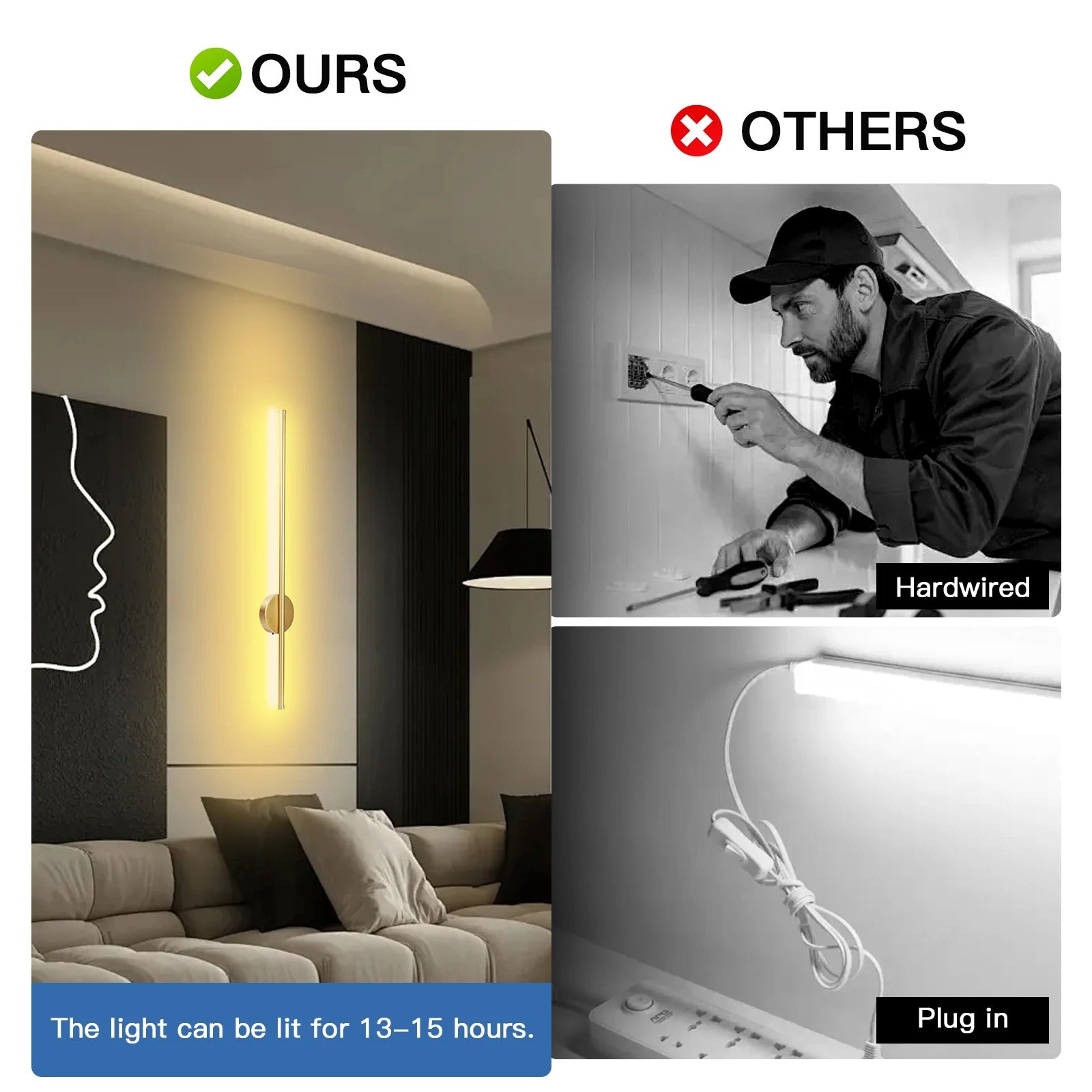 Draadloze LED Wandlamp 50 cm – Magnetische Wandverlichting met Afstandsbediening – Moderne Oplaadbare Wandlamp voor Slaapkamer en Woonkamer