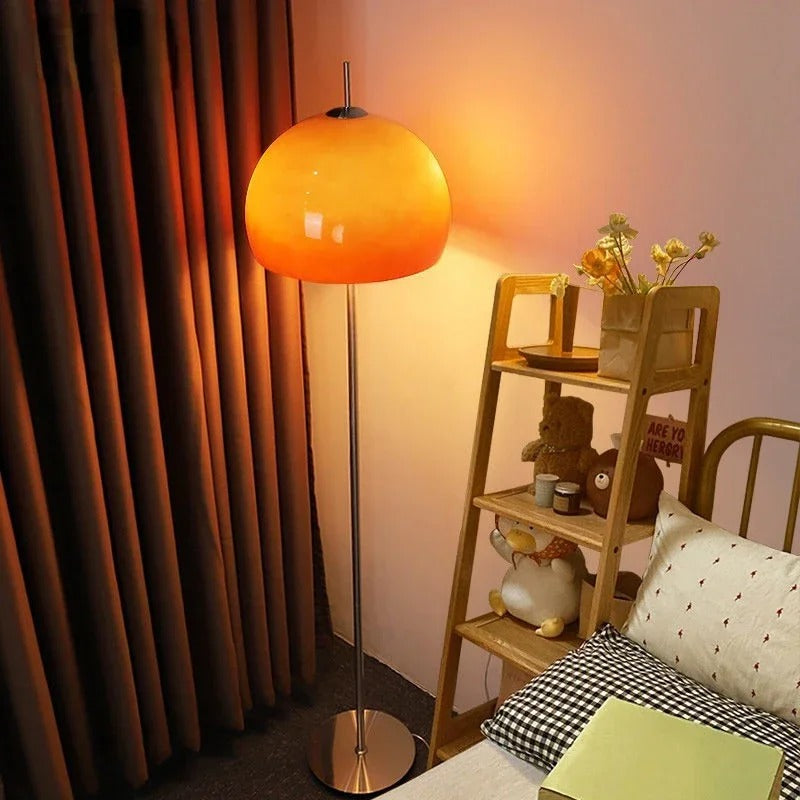 Bauhaus Retro Glazen Tafellamp – Paddenstoel Lamp met Oranje Gradiënt – Decoratieve Sfeerlamp voor Woonkamer en Slaapkamer