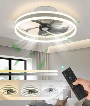 Plafondventilator met LED-Verlichting – 50W Stille 2-in-1 Ventilatorlamp van 50 cm met Dimbaar Licht, 6 Snelheden en Afstandsbediening voor Woonkamer en Slaapkamer
