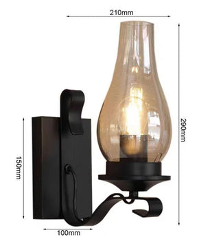 Retro Industriële Wandlamp van IJzer en Glas – Vintage Kerosine Stijl Wandlamp met E27 Fitting voor Café, Hotel, Slaapkamer en Loft