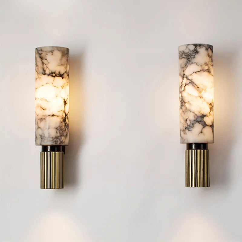 Moderne Marmeren Wandlamp – Natuurlijk Marmer met LED Verlichting – Luxe Design Wandlamp voor Woonkamer en Slaapkamer