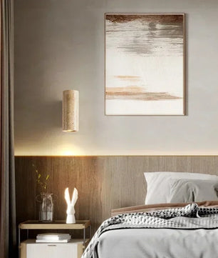 Stenen Wandlamp Travertijn – Luxe Natuursteen Wandverlichting met E27 Fitting en Up Down Light