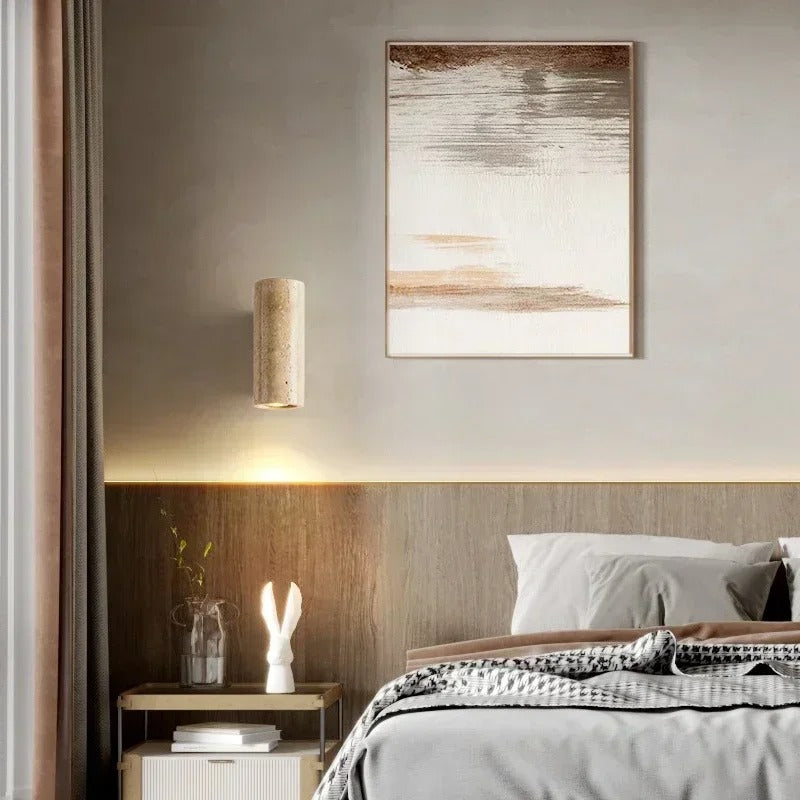 Stenen Wandlamp Travertijn – Luxe Natuursteen Wandverlichting met E27 Fitting en Up Down Light