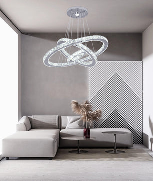 Luxe Kristallen LED Hanglamp – Moderne Kroonluchter van Kristal en RVS met Afstandsbediening – Instelbare Lichtkleur voor Woonkamer en Eetkamer