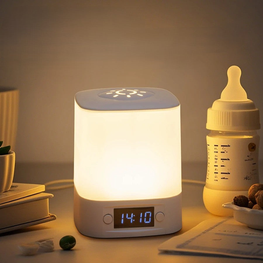 Oplaadbare LED Bureaulamp met Klok – Touch Nachtlamp met Timer en 3 Lichtkleuren voor Slaapkamer en Kinderkamer