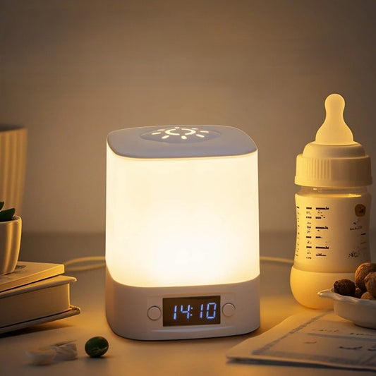 Oplaadbare LED Bureaulamp met Klok – Touch Nachtlamp met Timer en 3 Lichtkleuren voor Slaapkamer en Kinderkamer