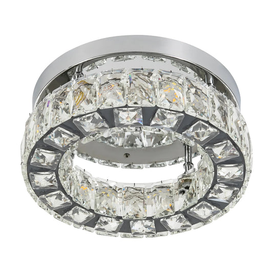 Moderne Kristallen Kroonluchter LED – Ronde Plafondlamp met Afstandsbediening – Dimbaar 3000K–6500K – Chroomkleur