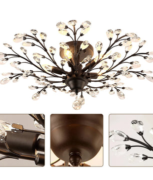 Moderne K9 Kristallen Plafondlamp – Luxe Kristallen Kroonluchter met 5× E14 Fitting – Elegant Design voor Woonkamer en Eetkamer