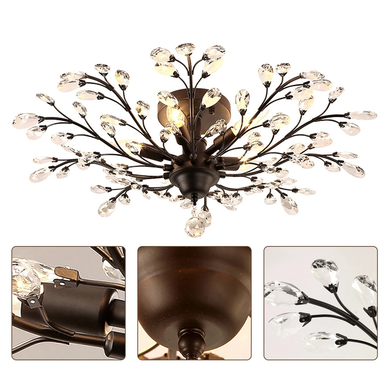 Moderne K9 Kristallen Plafondlamp – Luxe Kristallen Kroonluchter met 5× E14 Fitting – Elegant Design voor Woonkamer en Eetkamer