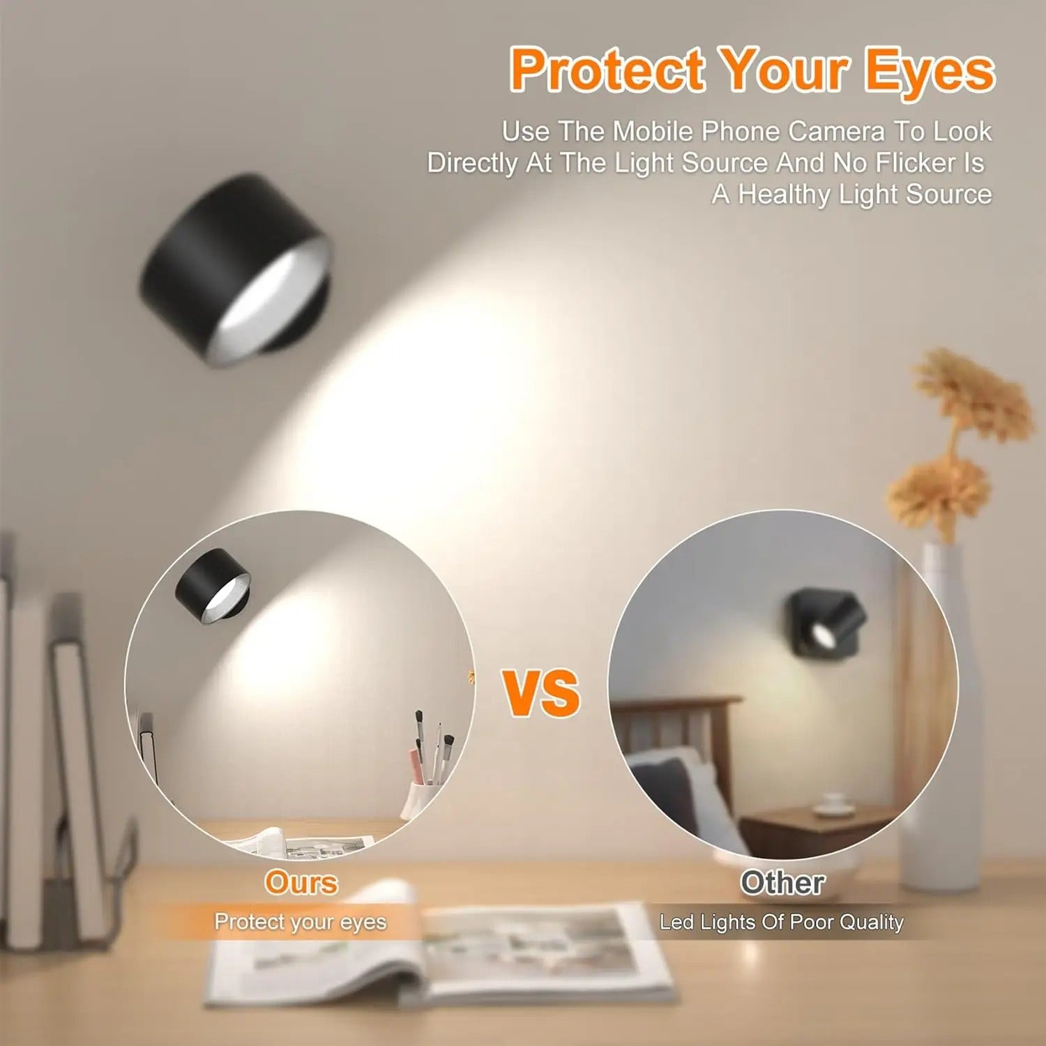 Magnetische LED Wandlamp – Draadloze Oplaadbare Wandverlichting met USB en 3 Lichtkleuren