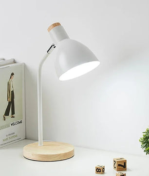 Houten Nordic Tafellamp – Scandinavische Flexibele Bureaulamp met E27 Fitting – Minimalistisch Design voor Woonkamer en Kantoor