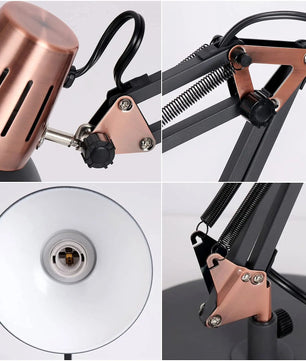 Verstelbare Bureaulamp met Scharnierarm – Industriële Metalen Klemlamp met E27 Fitting voor Werk en Lezen