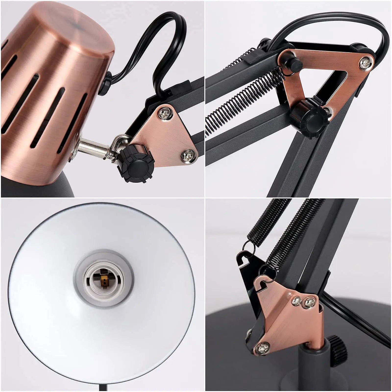 Verstelbare Bureaulamp met Scharnierarm – Industriële Metalen Klemlamp met E27 Fitting voor Werk en Lezen