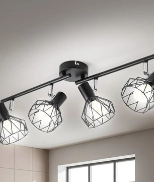 LED Spotlightset 4-Vlam Zwart – Draaibare Plafond- en Wandlamp – E14 Fitting – Inclusief 4× 6W LED Lampen