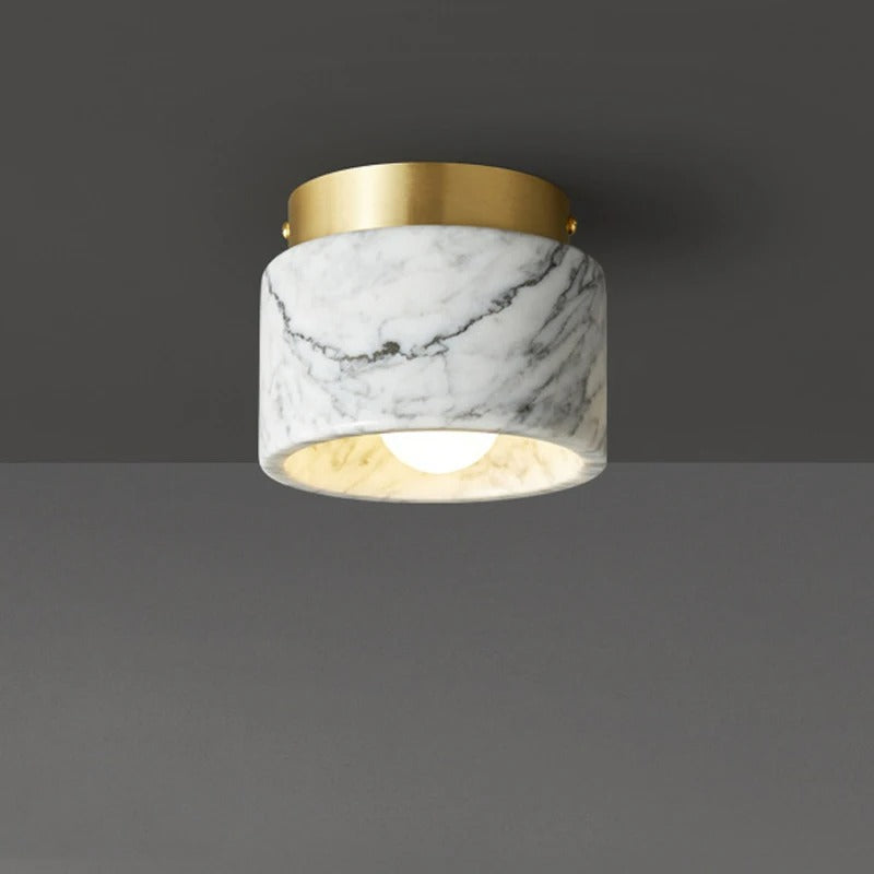 Ronde Marmeren LED Plafondlamp – Nordic Steen en Metaal – Opbouw Plafondverlichting met E27 voor Hal, Woonkamer en Slaapkamer