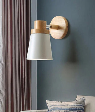 Moderne LED Wandlamp – IJzer en Hout met E27 Fitting – Macaron Design voor Woonkamer en Slaapkamer