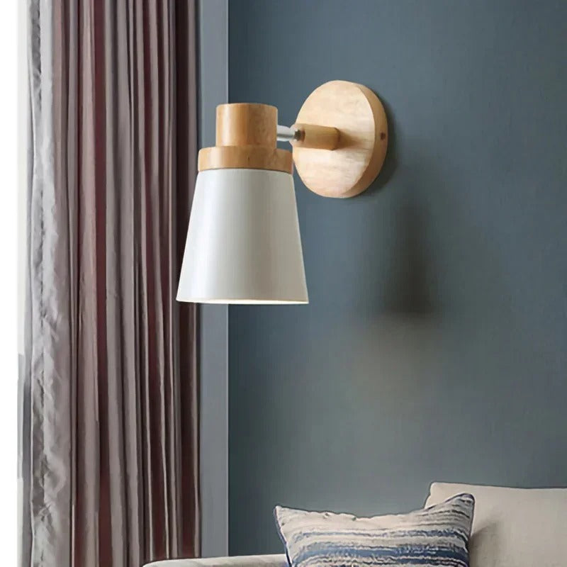 Moderne LED Wandlamp – IJzer en Hout met E27 Fitting – Macaron Design voor Woonkamer en Slaapkamer