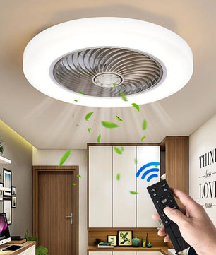 Slimme Plafondventilator met LED-Verlichting – 52 cm Ventilatorlamp met Onzichtbare Bladen, Afstandsbediening en Stille Werking voor Slaapkamer en Woonkamer