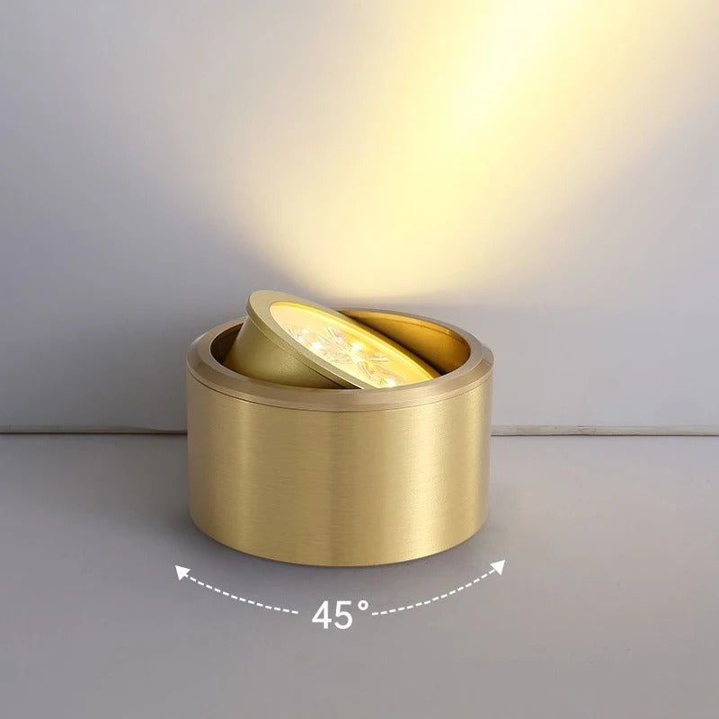 Koperen LED Plafondlamp – Verstelbare Opbouwspot van Massief Koper – Moderne LED Spotverlichting voor Gang, Woonkamer en Badkamer