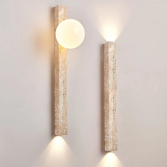 Wabi-Sabi Wandlamp van Gele Grotsteen – Retro Creatief Design voor Gang, Trap en Slaapkamer