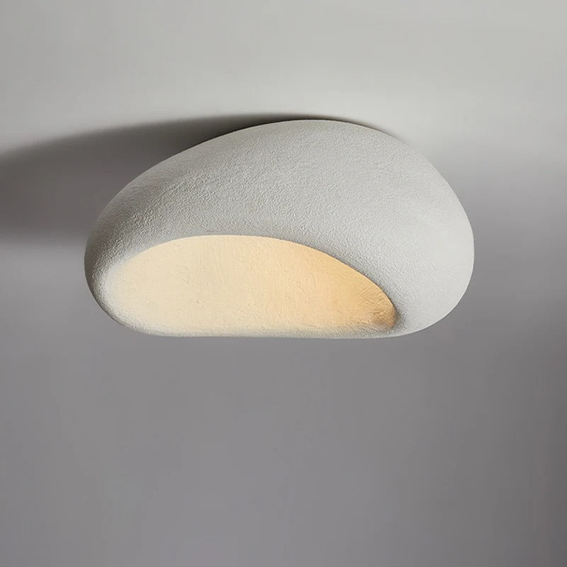 Nordic Wabi-Sabi LED Plafondlamp – Minimalistische Ronde Plafondverlichting van Hars