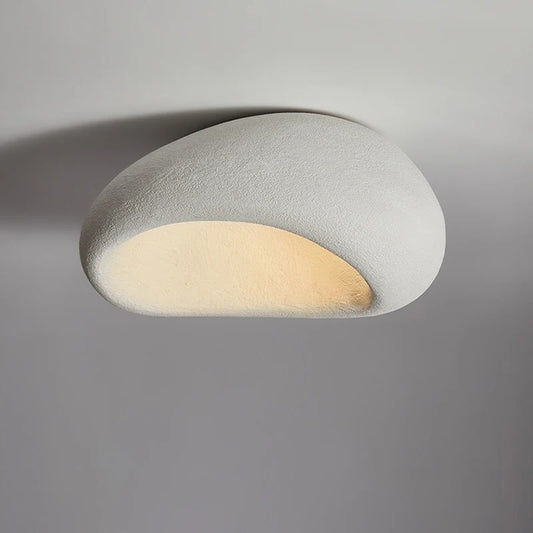 Nordic Wabi-Sabi LED Plafondlamp – Minimalistische Ronde Plafondverlichting van Hars