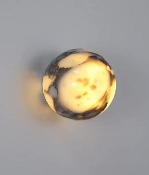 Luxe Marmeren Wandlamp – Natuurlijk Zwart Marmer – Ronde Design Wandverlichting met LED voor Slaapkamer en Woonkamer
