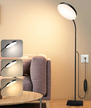 LED Vloerlamp met Flexibele Zwanenhals – Dimbare Staande Leeslamp met 3 Lichtkleuren – Verstelbare LED Lamp voor Woonkamer, Slaapkamer en Kantoor