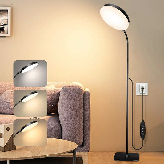 LED Vloerlamp met Flexibele Zwanenhals – Dimbare Staande Leeslamp met 3 Lichtkleuren – Verstelbare LED Lamp voor Woonkamer, Slaapkamer en Kantoor