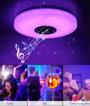Moderne LED Plafondlamp met Bluetooth Speaker – Ø50 cm – 60W RGB en Dimbaar met Afstandsbediening en App – Sterrenhemel Effect voor Woonkamer en Slaapkamer
