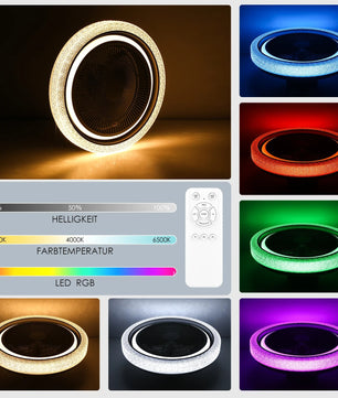 50W Bluetooth LED Plafondventilator met RGB Verlichting en Muziekfunctie – Dimbare Ventilatorlamp met Speaker, App en Afstandsbediening voor Woonkamer en Slaapkamer