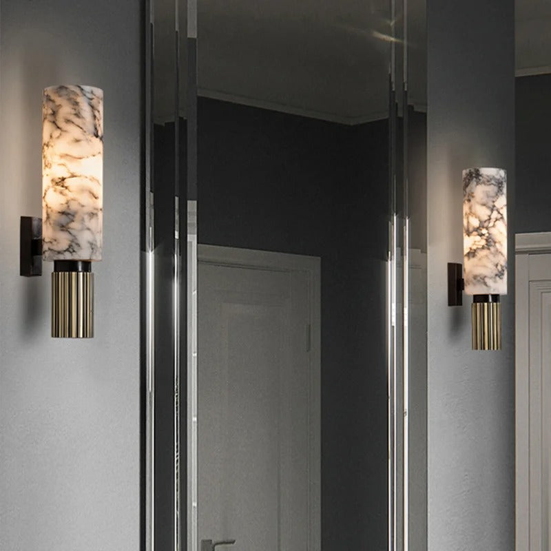 Moderne Marmeren Wandlamp – Natuurlijk Marmer met LED Verlichting – Luxe Design Wandlamp voor Woonkamer en Slaapkamer