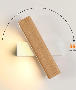 Moderne Magnetische Wandlamp – 4W LED – 360° Draaibaar – Warm Wit 3000K – Draadloze Wandverlichting in Hout en Wit
