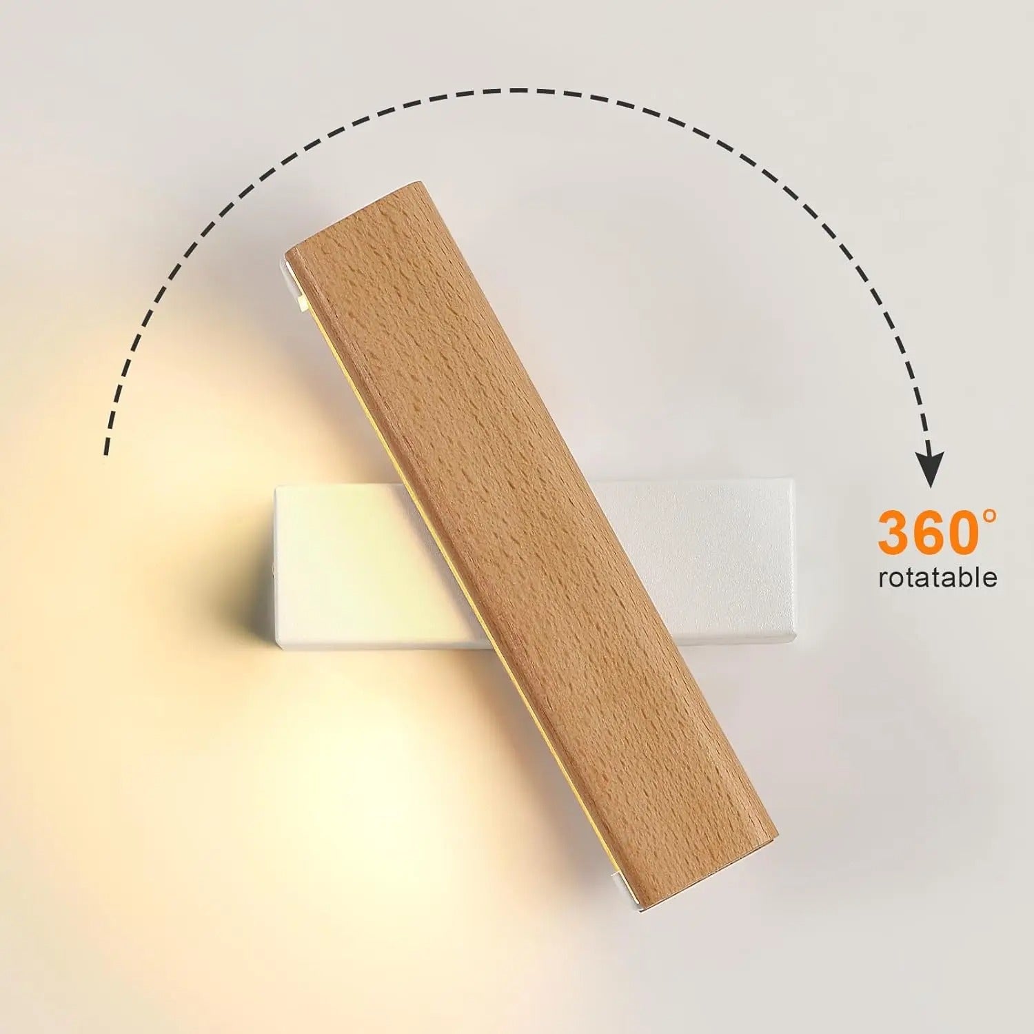 Moderne Magnetische Wandlamp – 4W LED – 360° Draaibaar – Warm Wit 3000K – Draadloze Wandverlichting in Hout en Wit