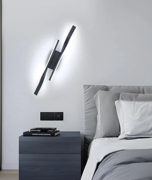 LED Wandlamp Zwart 42 cm – Dubbel Verticaal Design – Aluminium en Acryl Wandverlichting 16W 6500K voor Woonkamer, Hal & Trap