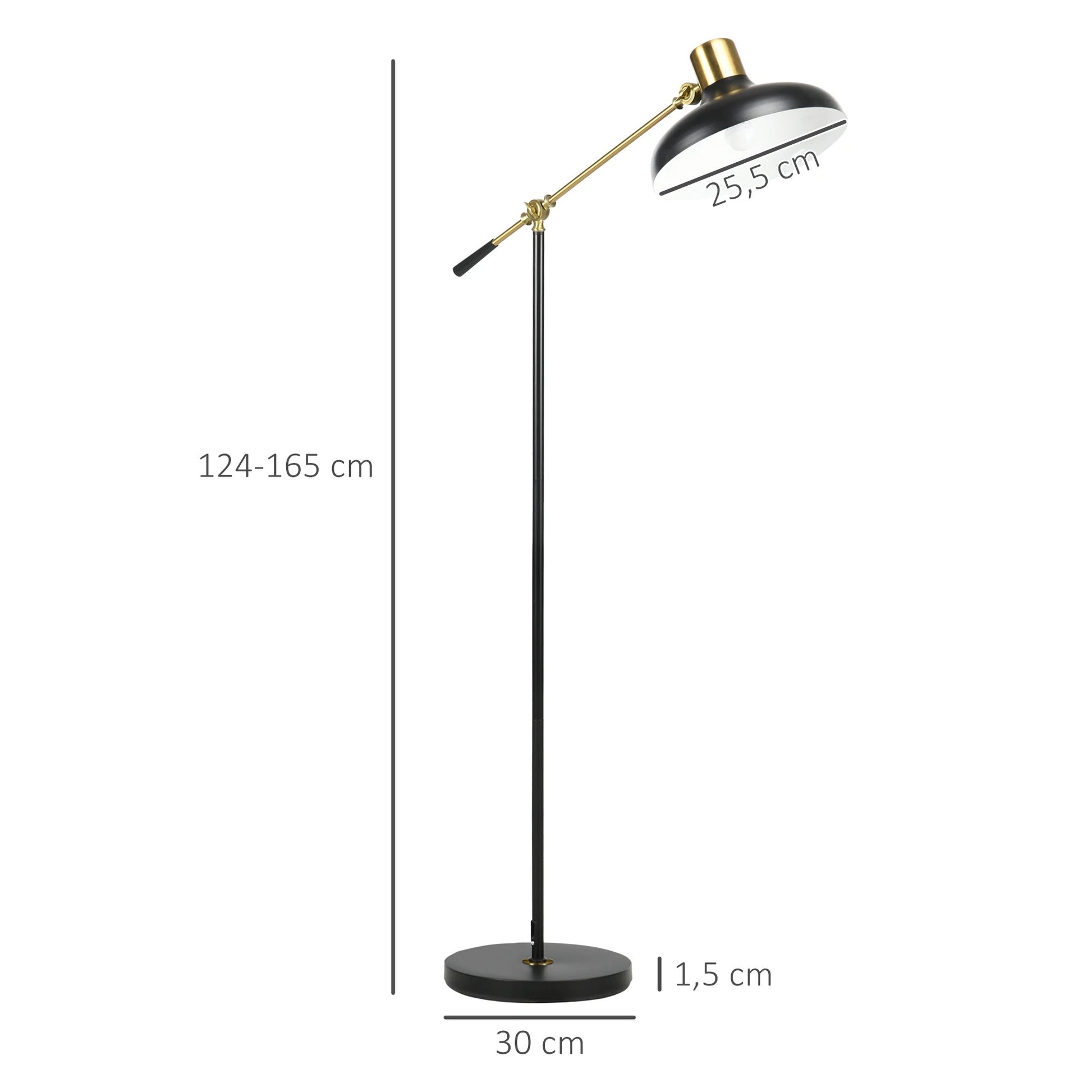 Industriële Vloerlamp Verstelbaar – Zwarte Metalen Staande Lamp met Roteerbare Lampkop – E27 Leeslamp voor Woonkamer en Kantoor